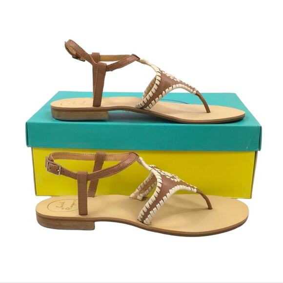 Jack Rogers Maci Leather Sandal Cognac Bone - Picture 2 of 12